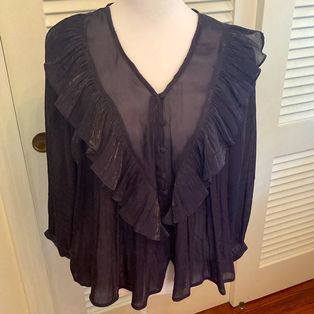 Current Air Navy Iridescent Blouse
